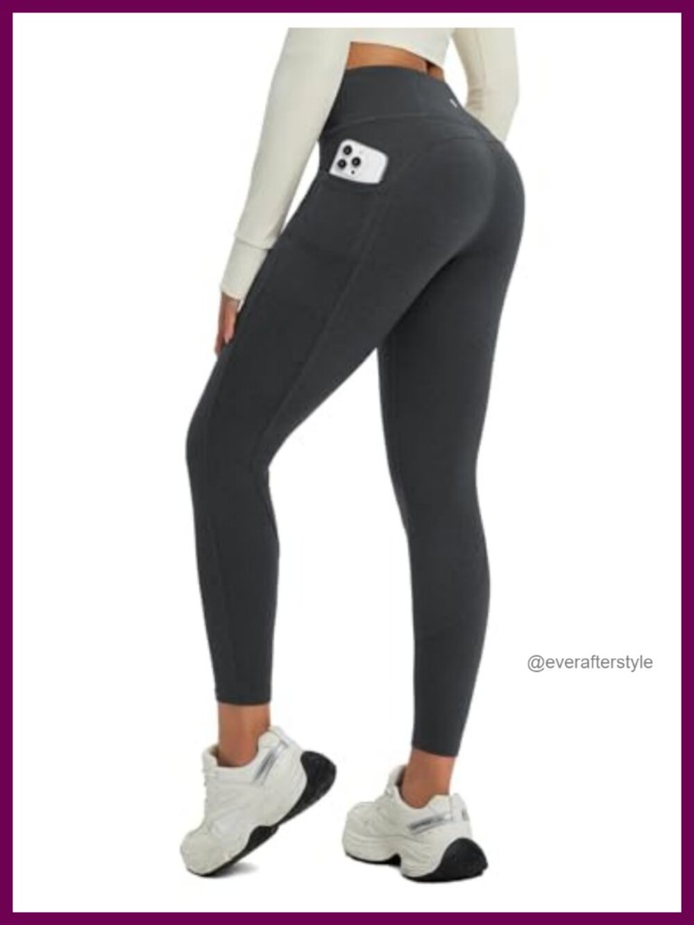 Fleece Lined High Waisted Leggings with Pockets Winter Thermal 25" Petite